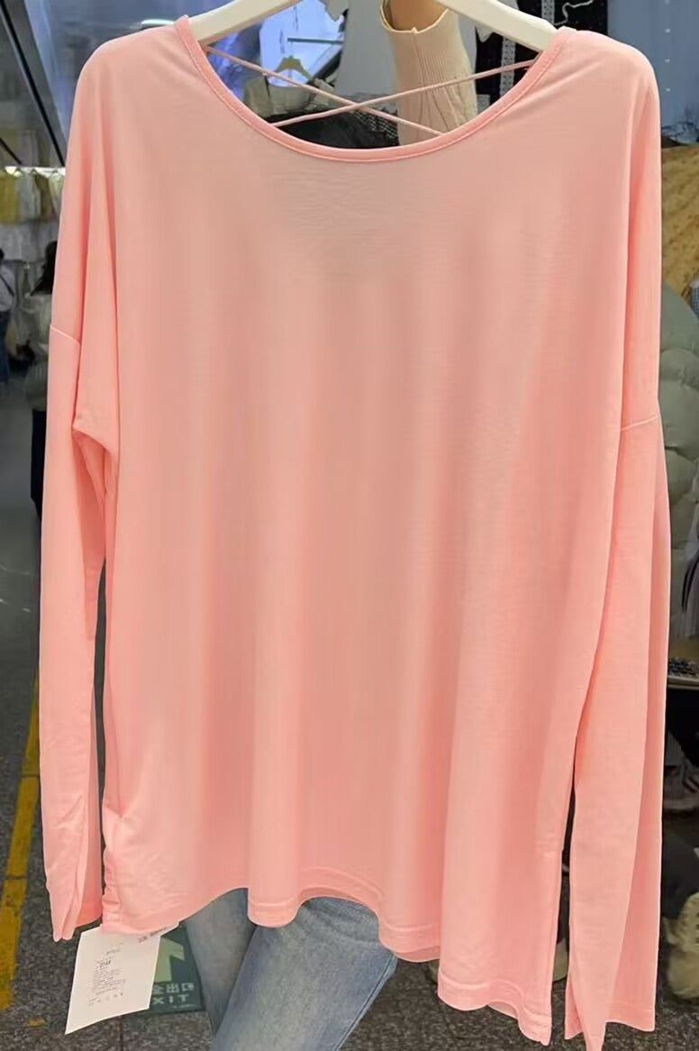 Long-Sleeved T-Shirt For Women Early Autumn Design Niche Thin Backless Cross Top Bottoming Shirt Inner Wear - Image 1