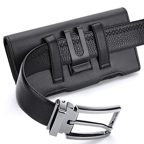 BECPLT Holster for Galaxy Z Fold 7 6 5 4 3 2 Leather Pouch Belt Case with Belt Clip Cell Phone Belt Holder Case Cover - Black - Image 4