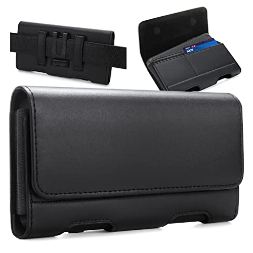 BECPLT Holster for Galaxy Z Fold 7 6 5 4 3 2 Leather Pouch Belt Case with Belt Clip Cell Phone Belt Holder Case Cover - Black - Image 1