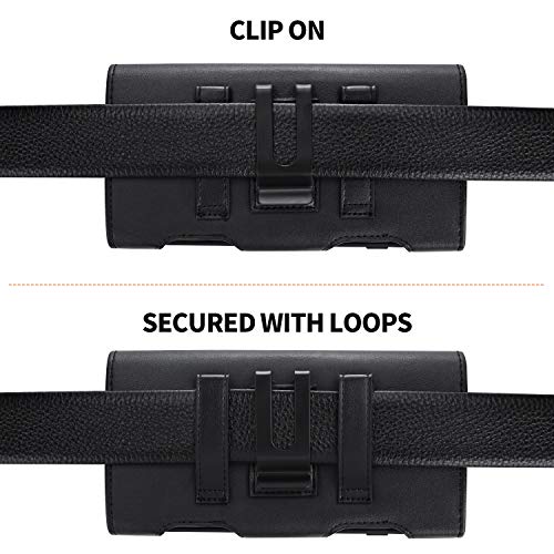 BECPLT Holster for Galaxy Z Fold 7 6 5 4 3 2 Leather Pouch Belt Case with Belt Clip Cell Phone Belt Holder Case Cover - Black - Image 3