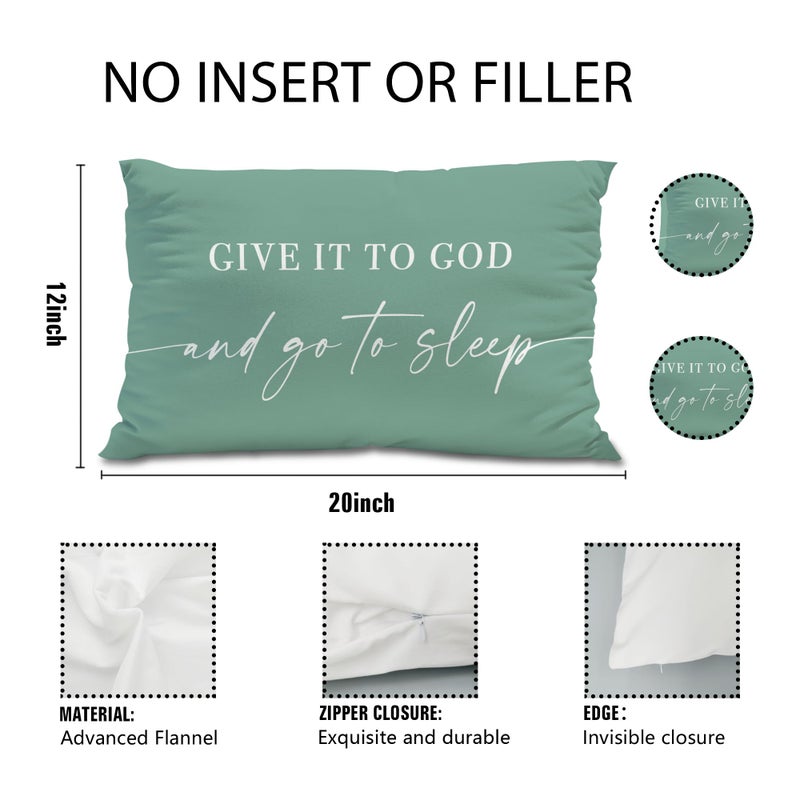 Knibeo Give It to God and Go to Sleep  Decorative Pillows Cover for Bed  Throw Pillows Cover for Bed 12x20 Inch Pillow Case Decorative Bed Pillows Cover for Bedroom Room(12x20 Green) - Image 2