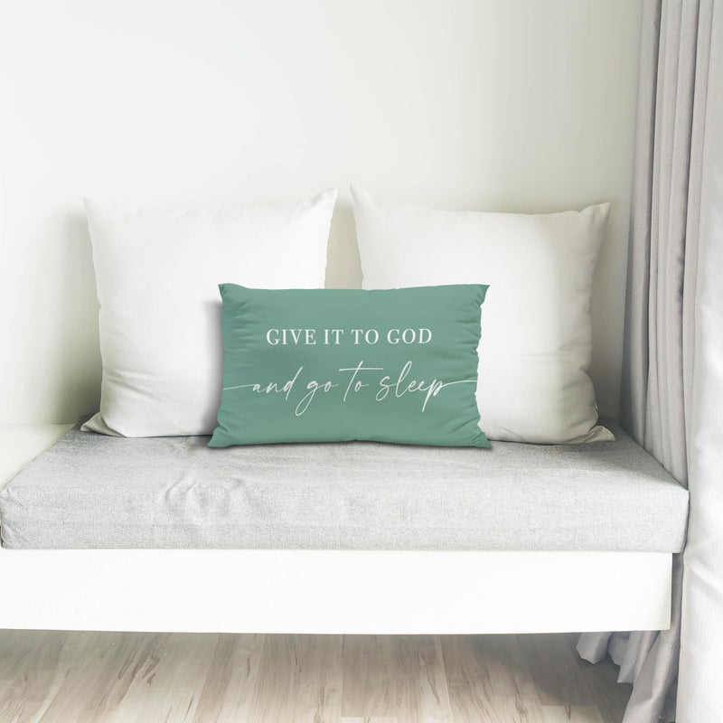 Knibeo Give It to God and Go to Sleep  Decorative Pillows Cover for Bed  Throw Pillows Cover for Bed 12x20 Inch Pillow Case Decorative Bed Pillows Cover for Bedroom Room(12x20 Green) - Image 4
