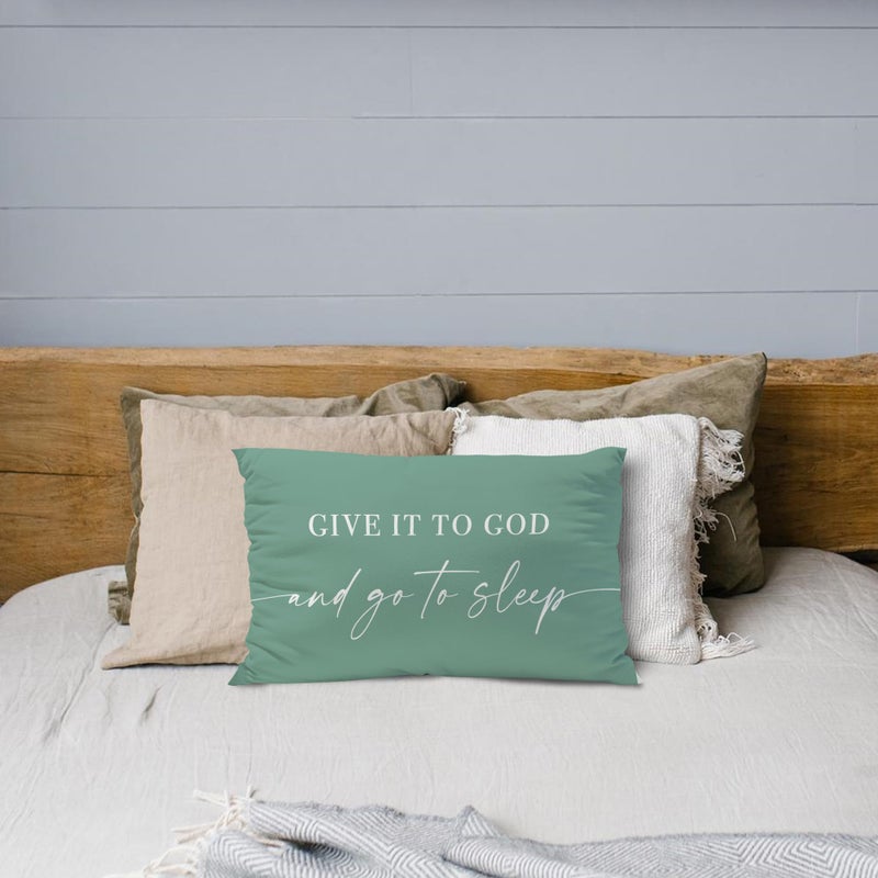 Knibeo Give It to God and Go to Sleep  Decorative Pillows Cover for Bed  Throw Pillows Cover for Bed 12x20 Inch Pillow Case Decorative Bed Pillows Cover for Bedroom Room(12x20 Green) - Image 3
