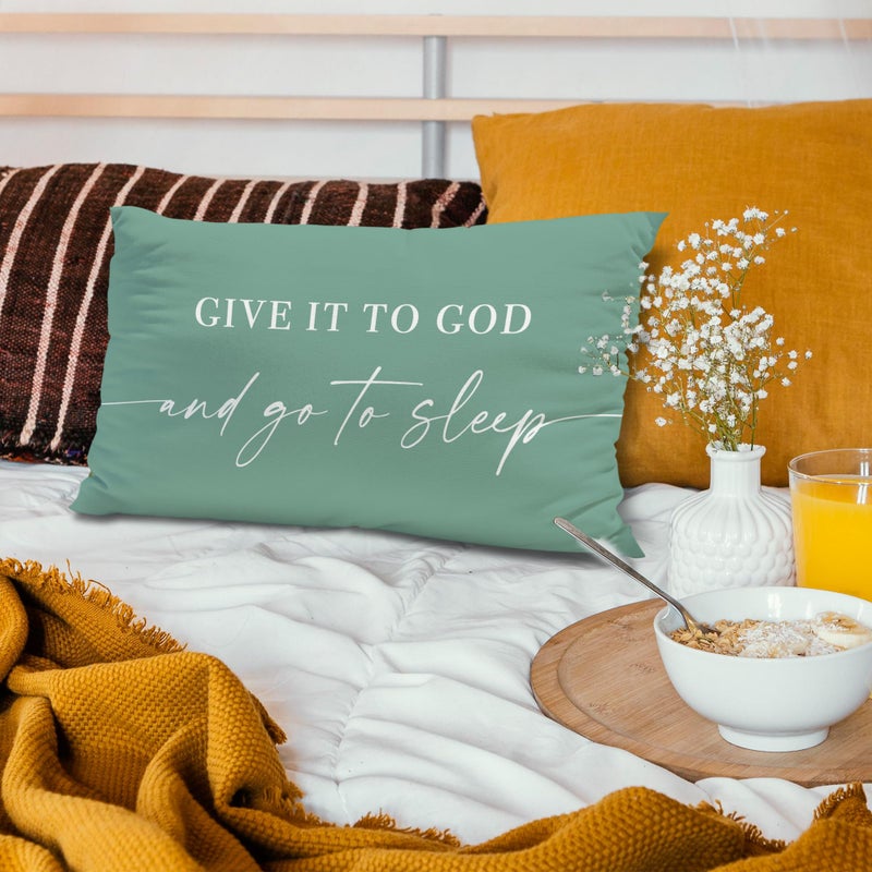 Knibeo Give It to God and Go to Sleep  Decorative Pillows Cover for Bed  Throw Pillows Cover for Bed 12x20 Inch Pillow Case Decorative Bed Pillows Cover for Bedroom Room(12x20 Green) - Image 5