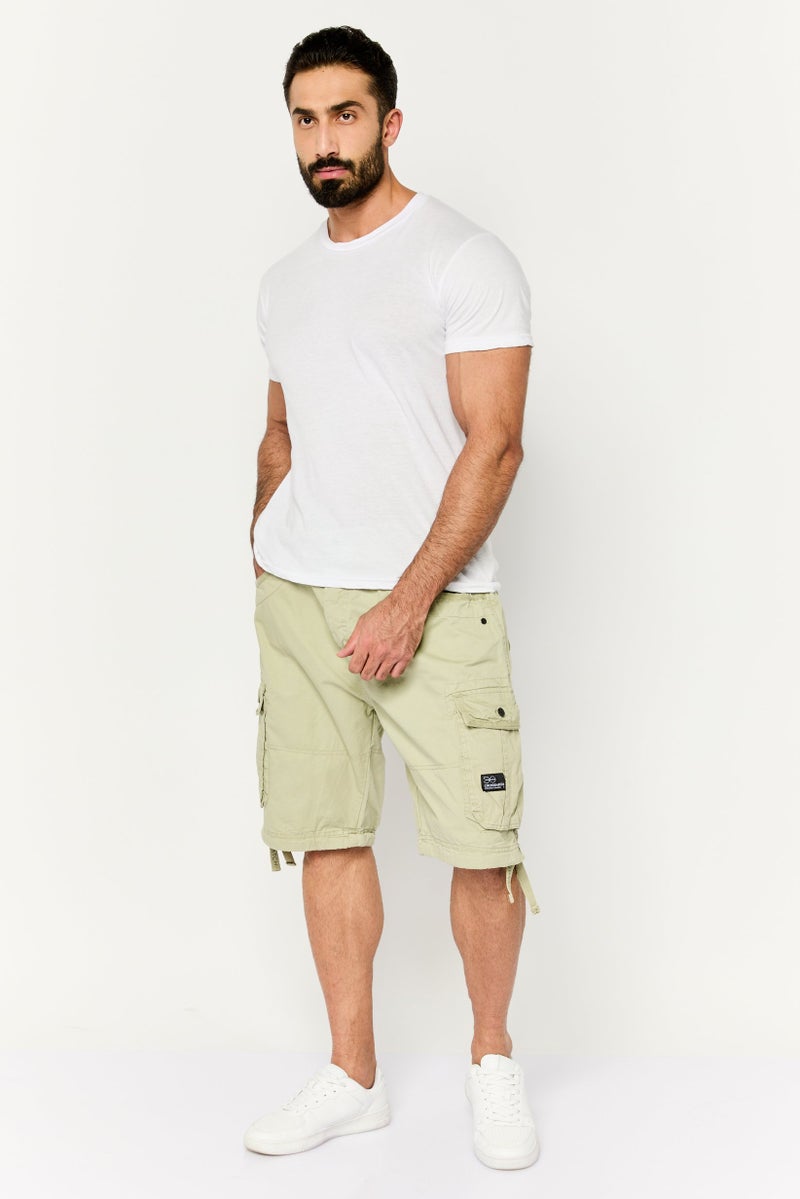 CROSSHATCH Men Plain Cargo Shorts, Dusty Olive - Image 2