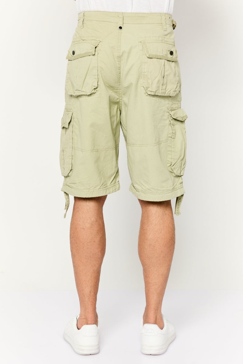 CROSSHATCH Men Plain Cargo Shorts, Dusty Olive - Image 4