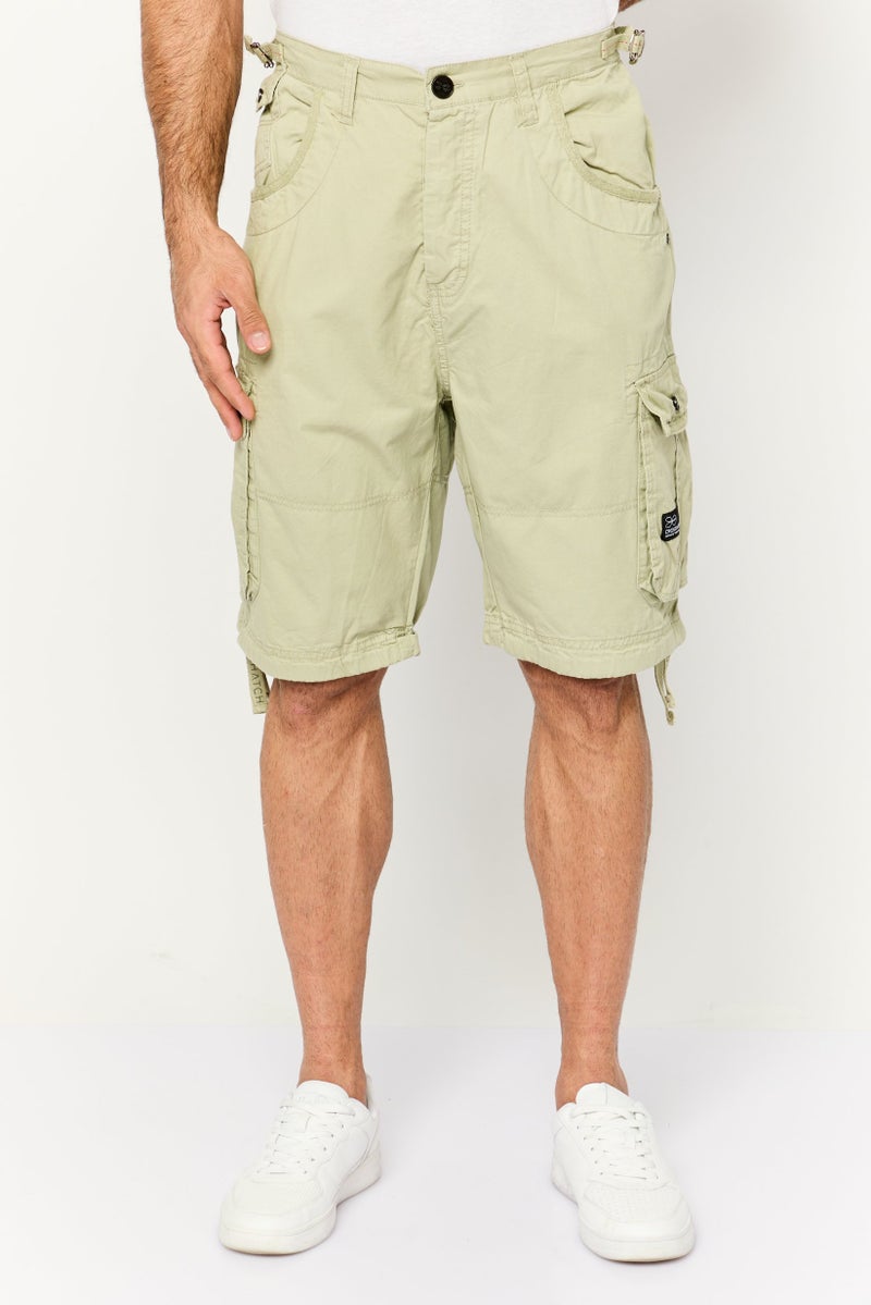 CROSSHATCH Men Plain Cargo Shorts, Dusty Olive - Image 1