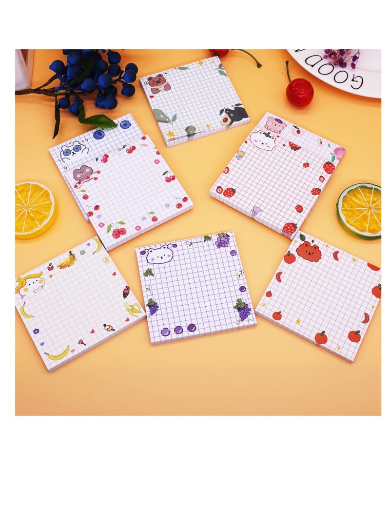 Y&D 8Pads Cute Kawaii Colorful Sticky Notes, (3.1x3.1in) Super Note Pads Self-Stick Memo Pad with Lines Grids for School Office Study  - Image 3
