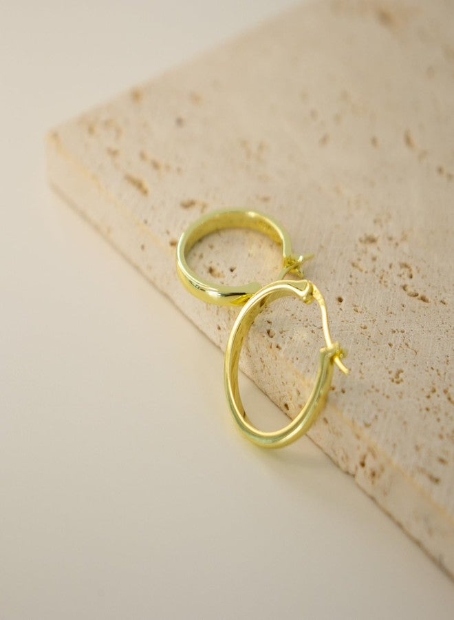 Aaishwarya 14K Gold Plated Thin Hoop Earrings for Women and Girls | Water-Resistant Anti-Tarnish Jewels| Classic Minimal Hoops | Lightweight & Everyday wear Jewelry | Jewellery Gift - Image 2