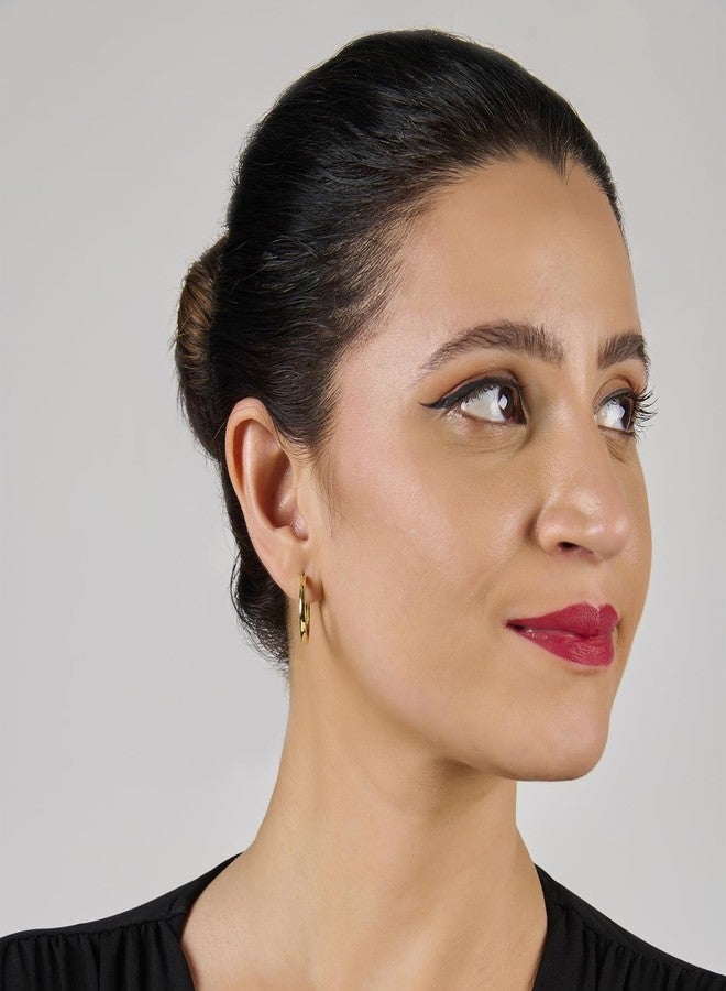 Aaishwarya 14K Gold Plated Thin Hoop Earrings for Women and Girls | Water-Resistant Anti-Tarnish Jewels| Classic Minimal Hoops | Lightweight & Everyday wear Jewelry | Jewellery Gift - Image 4