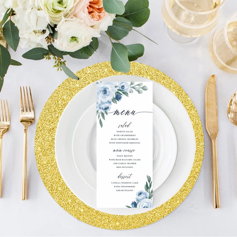 73Hours 50PCS Gold Paper Placemats Disposable 13.4 Inch Shiny Golden Place Mats Round Decorative Glitter Table Mats for Birthday Wedding Holiday Party Supplies Sparkle Dining Tableware - Image 4