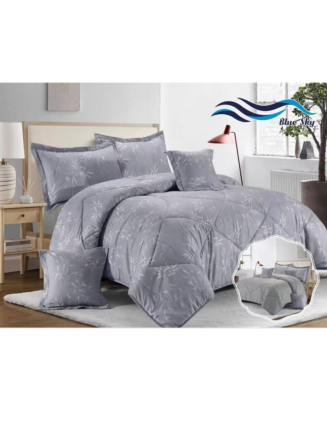 بلو سكاي مفرش سرير نفر من المايكروفايبر بنسبة 100% ، غطاء سرير بتصميم هندسي، قابل للاستخدام على الوجهين، طقم من 4 قطع، مقاس 230X170 سم - Image 1