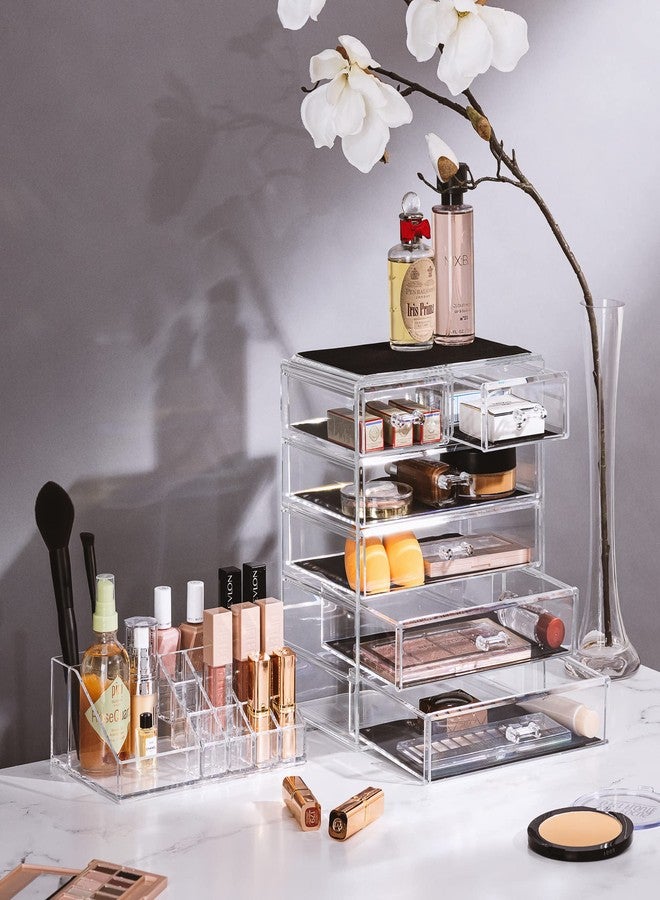 Sorbus Clear Cosmetic Makeup Organizer - Make Up & Jewelry Storage, Case & Display - Spacious Design - Great Holder for Dresser, Bathroom, Vanity & Countertop (4 Large, 2 Small Drawers) - Image 3