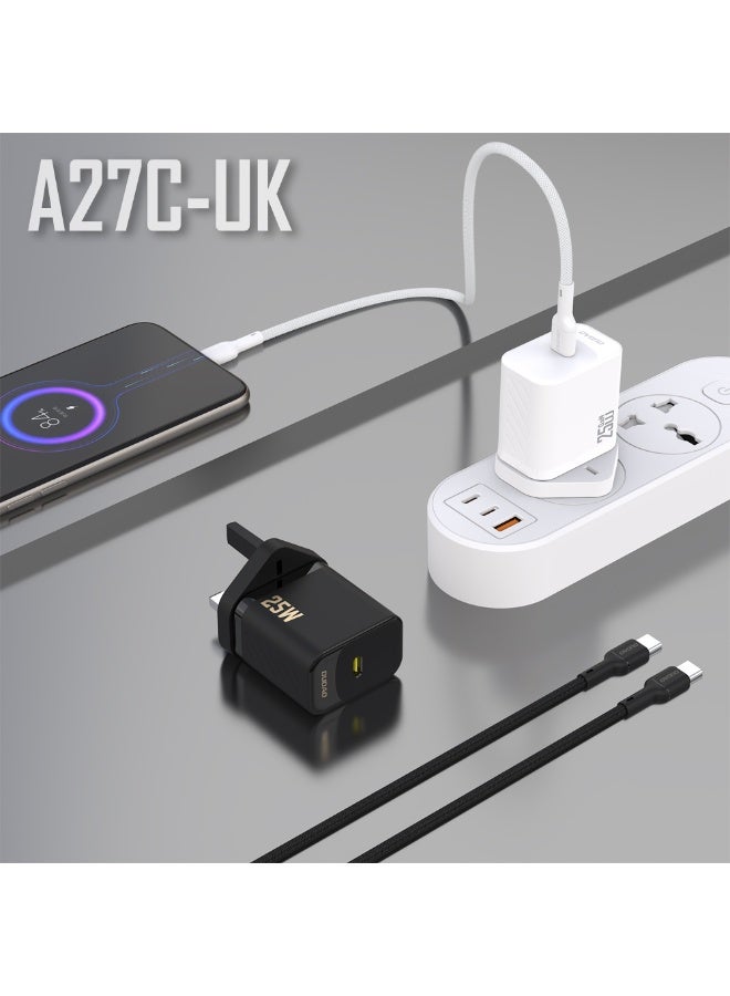 DUDAO A27CUK-W PD25W TYPE-C TO C HOME CHARGER 1.2M - Image 1
