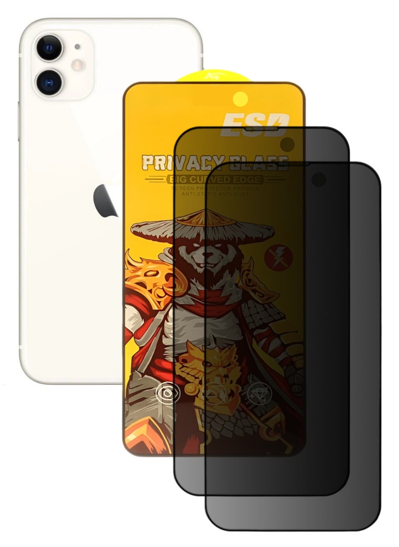 ESD 2 Pieces Tempered Dustproof Privacy Glass Screen Protector Compatible For iPhone 11 - Image 1