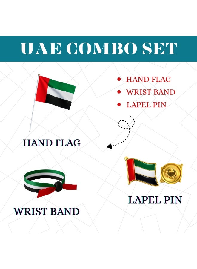 PRINTSHOP4ME UAE Celebration Bundle | Flag Pin Wristband Scarf Set | Event Accessories Kit | Multi Item Combo (Basic Bundle, 1 Hand Flag + 1 Lapel Pin + 1 Wristband) - Image 2