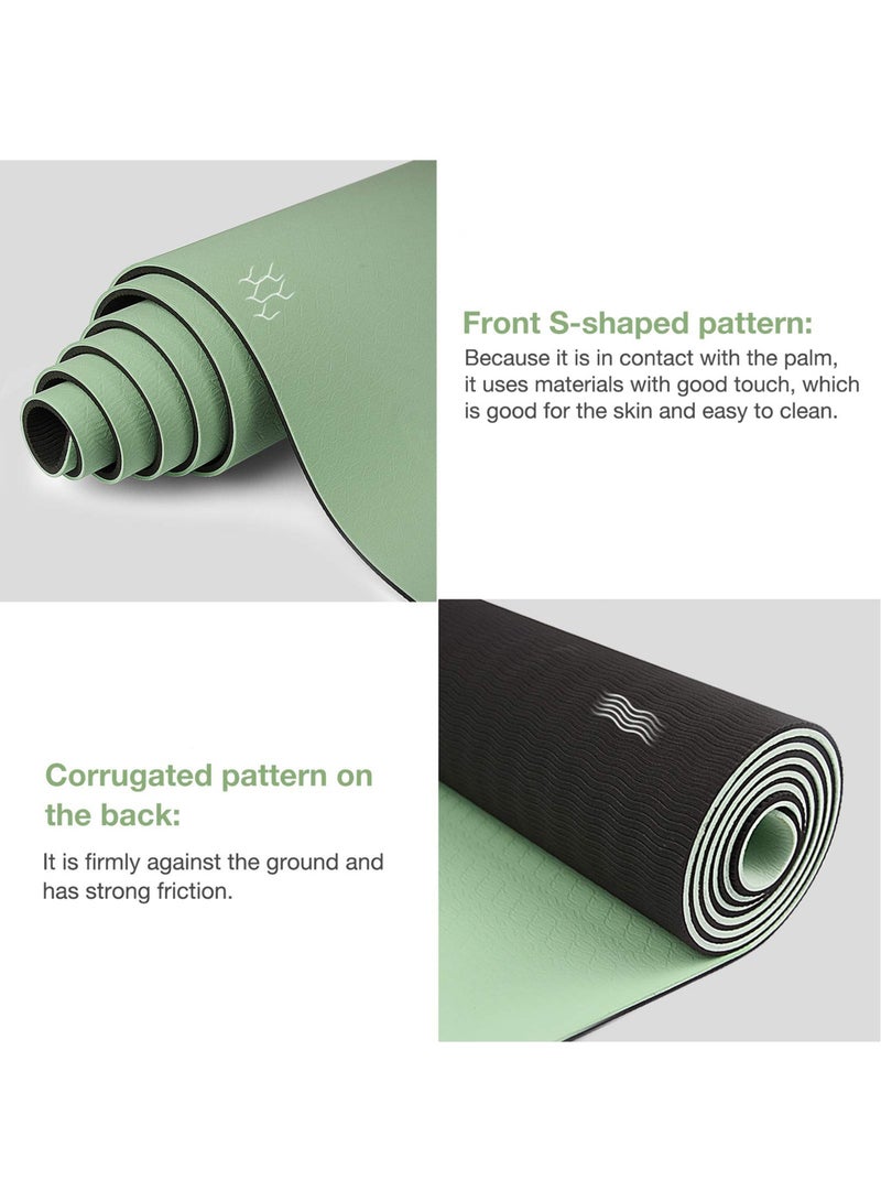 Nariele Yoga Mat Non Slip, Extra Thick 6MM TPE Workout Pilates Mats, Eco Friendly Fitness Exercise Mat for Women Men, Workout Mat with Carrying Strap and Storage Bag for Home Gym and Floor Exercises (Green) - Image 2