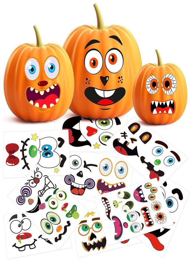 LACCHOUFEE Halloween Pumpkin Decorating Stickers - 26 Sheets 56 Total Face Stickers, Pumpkin Painting Craft Kit, Jack-o-Lantern Decoration, Cute Halloween Decor Idea - Treats, Gifts, Crafts Decals for Kids - Image 1