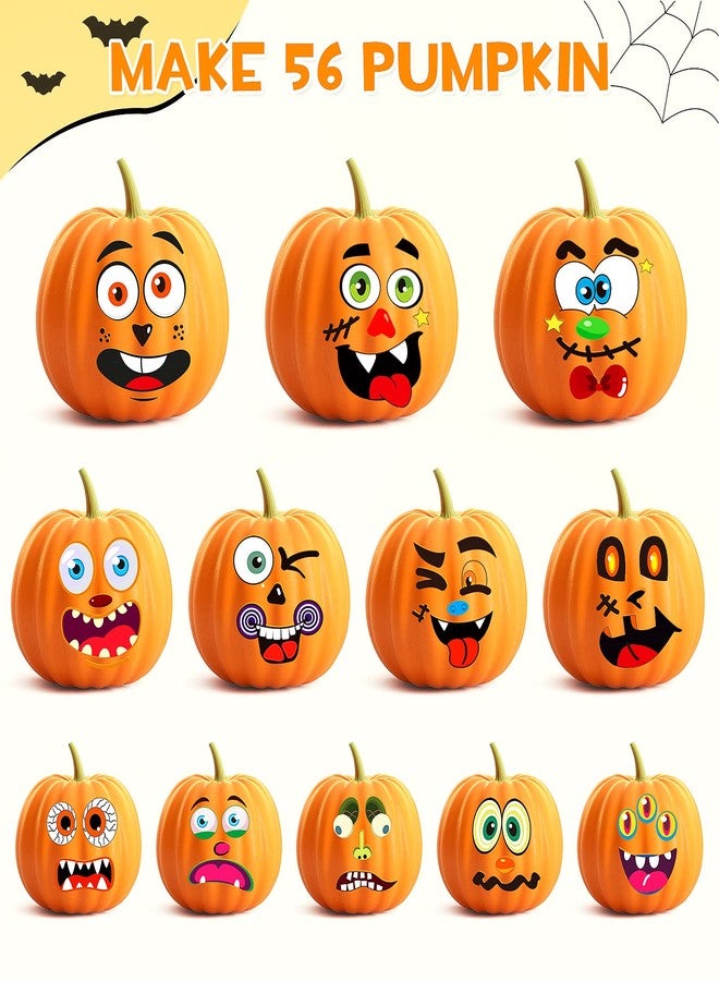 LACCHOUFEE Halloween Pumpkin Decorating Stickers - 26 Sheets 56 Total Face Stickers, Pumpkin Painting Craft Kit, Jack-o-Lantern Decoration, Cute Halloween Decor Idea - Treats, Gifts, Crafts Decals for Kids - Image 3