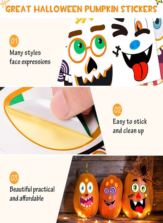 LACCHOUFEE Halloween Pumpkin Decorating Stickers - 26 Sheets 56 Total Face Stickers, Pumpkin Painting Craft Kit, Jack-o-Lantern Decoration, Cute Halloween Decor Idea - Treats, Gifts, Crafts Decals for Kids - Image 4