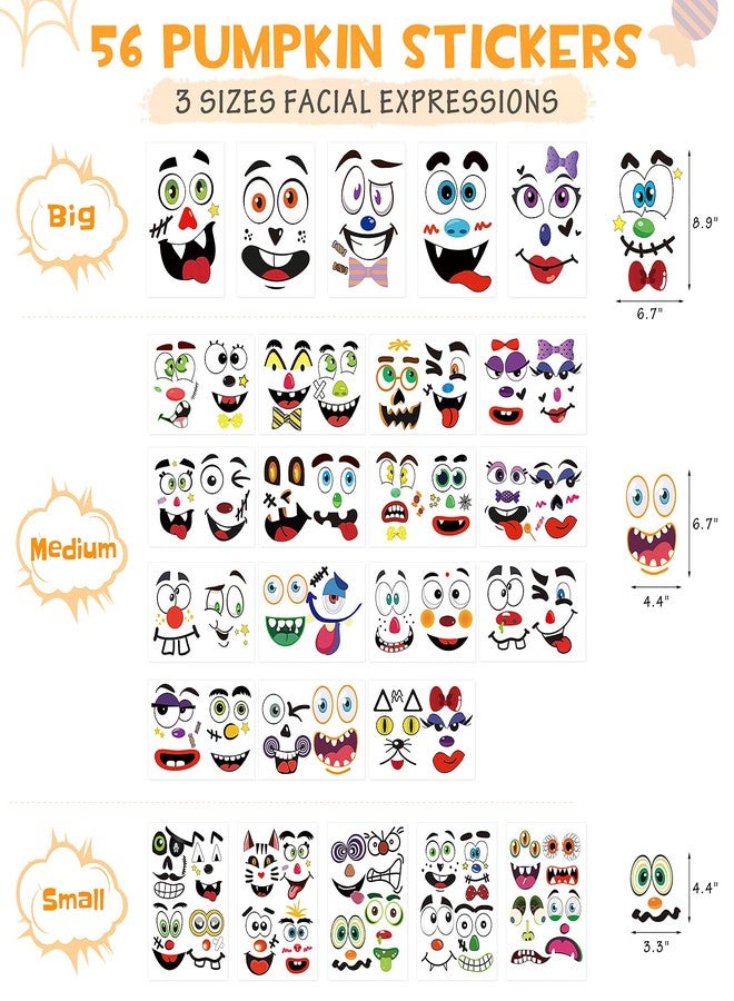 LACCHOUFEE Halloween Pumpkin Decorating Stickers - 26 Sheets 56 Total Face Stickers, Pumpkin Painting Craft Kit, Jack-o-Lantern Decoration, Cute Halloween Decor Idea - Treats, Gifts, Crafts Decals for Kids - Image 2