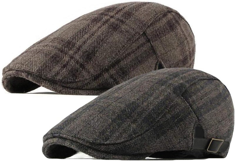 Qunson 2 Pack Men's Cotton Flat Cap Ivy Gatsby Newsboy Hat - Image 1