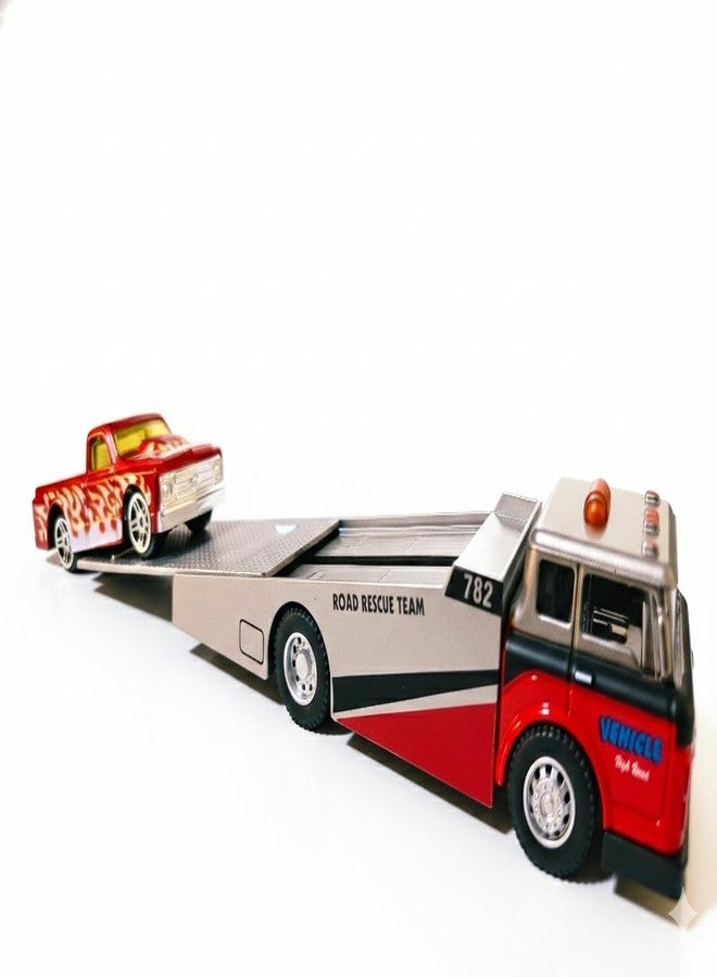 eToymart Toy Transport Truck with Rescue Car for Toddlers | Friction Powered Car Carrier Truck Toy, Kids Vehicle Playset for Boys & Girls Ages 3+(Multicolor) - Image 2