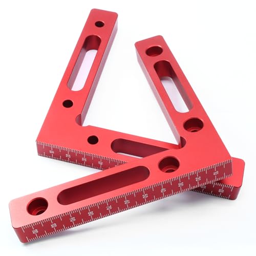 PHITUODA 2 Pcs 90 Degree Positioning Squares 4.7" x 4.7" Aluminium Alloy Right Angle Corner Clamps Woodworking Carpenter Tool Corner Clamping Square, Red - Image 1