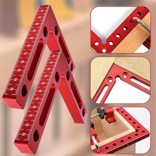 PHITUODA 2 Pcs 90 Degree Positioning Squares 4.7" x 4.7" Aluminium Alloy Right Angle Corner Clamps Woodworking Carpenter Tool Corner Clamping Square, Red - Image 5