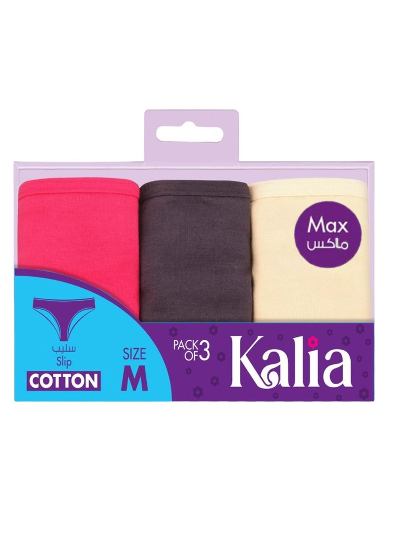 Kalia Pack of 3 Bikini  Max Padded Plain Cotton Panties for Women 