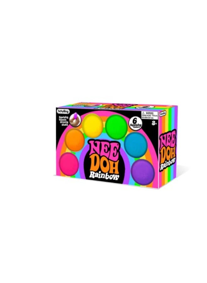 Schylling NeeDoh Rainboh Teenie - Sensory Squeeze Toy - Contains 6 Mini Groovy Globs - 1.5" Wide - Multicolored - Image 1