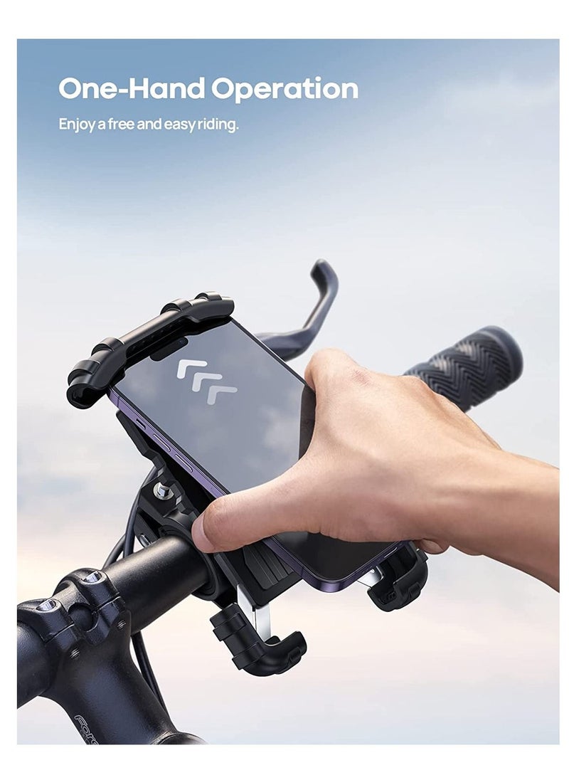 Lamicall - Bike Phone Holder and Motorcycle Phone Mount Lamicall Motorcycle Handlebar Cell Phone Clamp Scooter Phone Clip for Types of Phones cycling phone mount - Image 1
