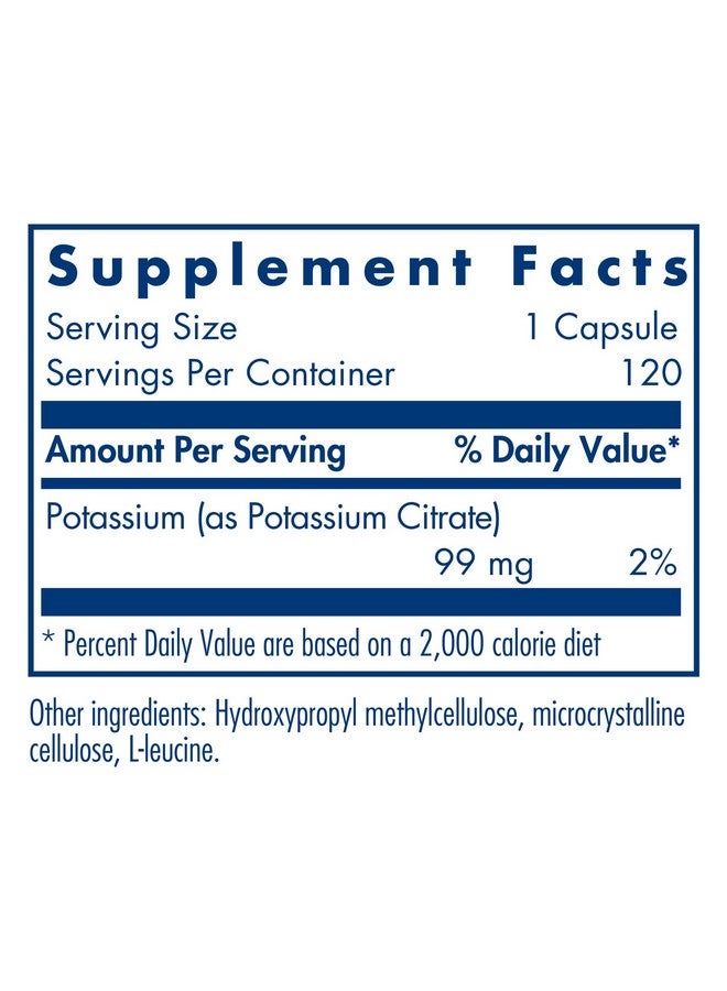 Allergy Research Group Potassium Citrate Pure Well Absorbed Potassium 120 Vegetarian Capsules - Image 3