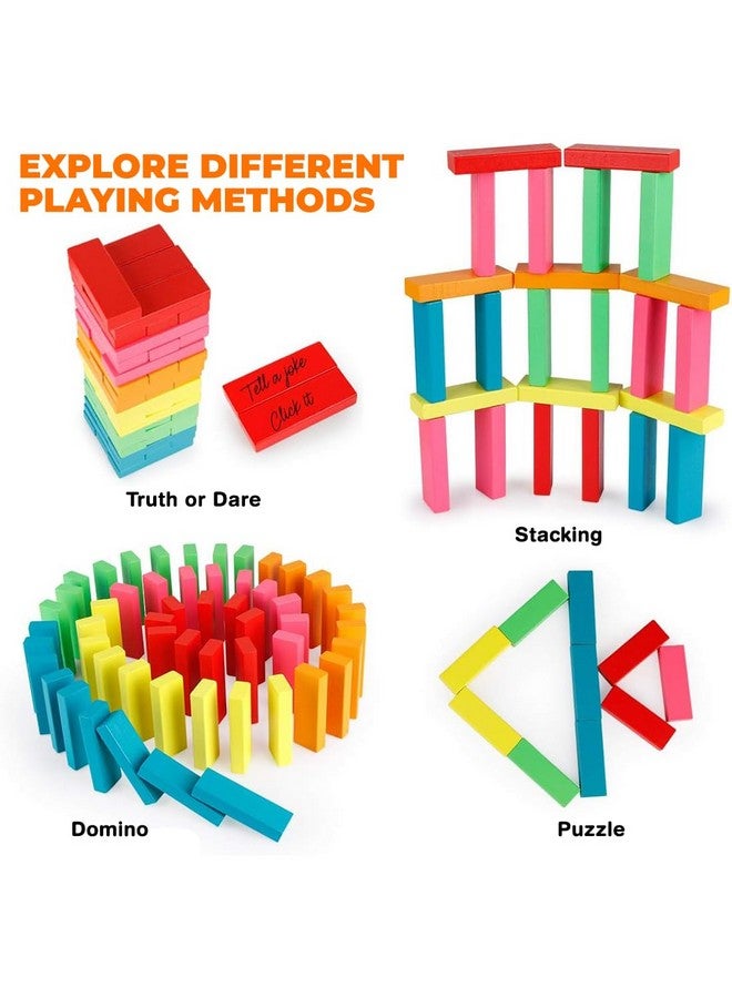 Wembley Wooden Stacking & Balancing Tower Games for Kids Adults Puzzles Toys 4 Dice Wood Falling Building Blocks Math Challenging Game 2+ Years Skill Development - Multicolor 54 Pcs - Image 2