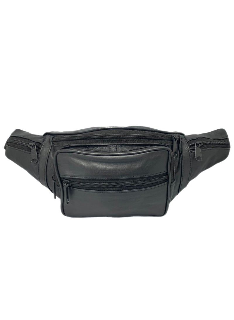 FOCUS - Focus Genuine Leather Waist Pouch Travel Haj Umrah PCH-111 (Black) by Milano Leather - Image 1