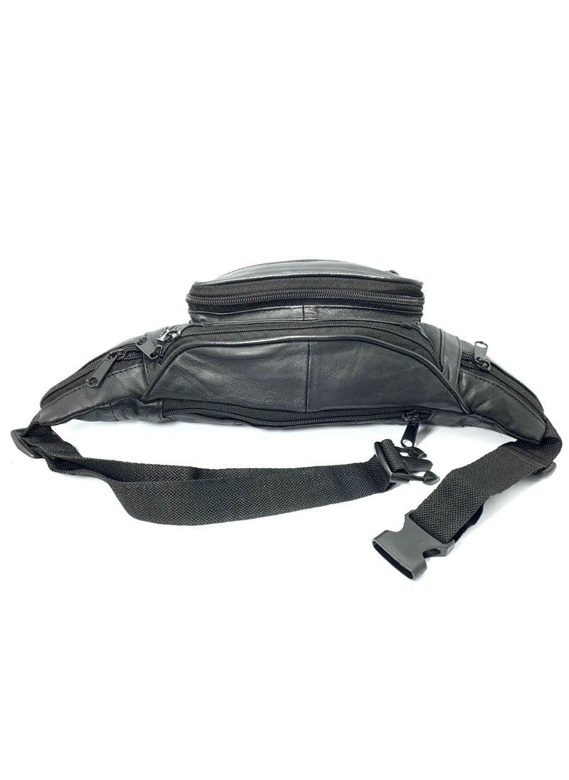 FOCUS - Focus Genuine Leather Waist Pouch Travel Haj Umrah PCH-111 (Black) by Milano Leather - Image 1