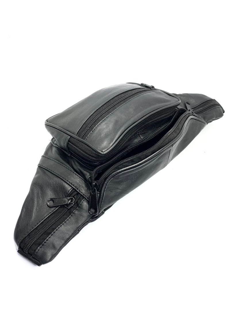 FOCUS - Focus Genuine Leather Waist Pouch Travel Haj Umrah PCH-111 (Black) by Milano Leather - Image 1