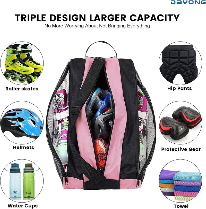 DAYONG Roller Skate Bags, Oxford Cloth Ice Inline Skates Bag with Adjustable Shoulder Strap for Kids and Adult, Large Capacity Skate Bag for Skates Shoes, Helmet Other Skate Accessories. - Image 5