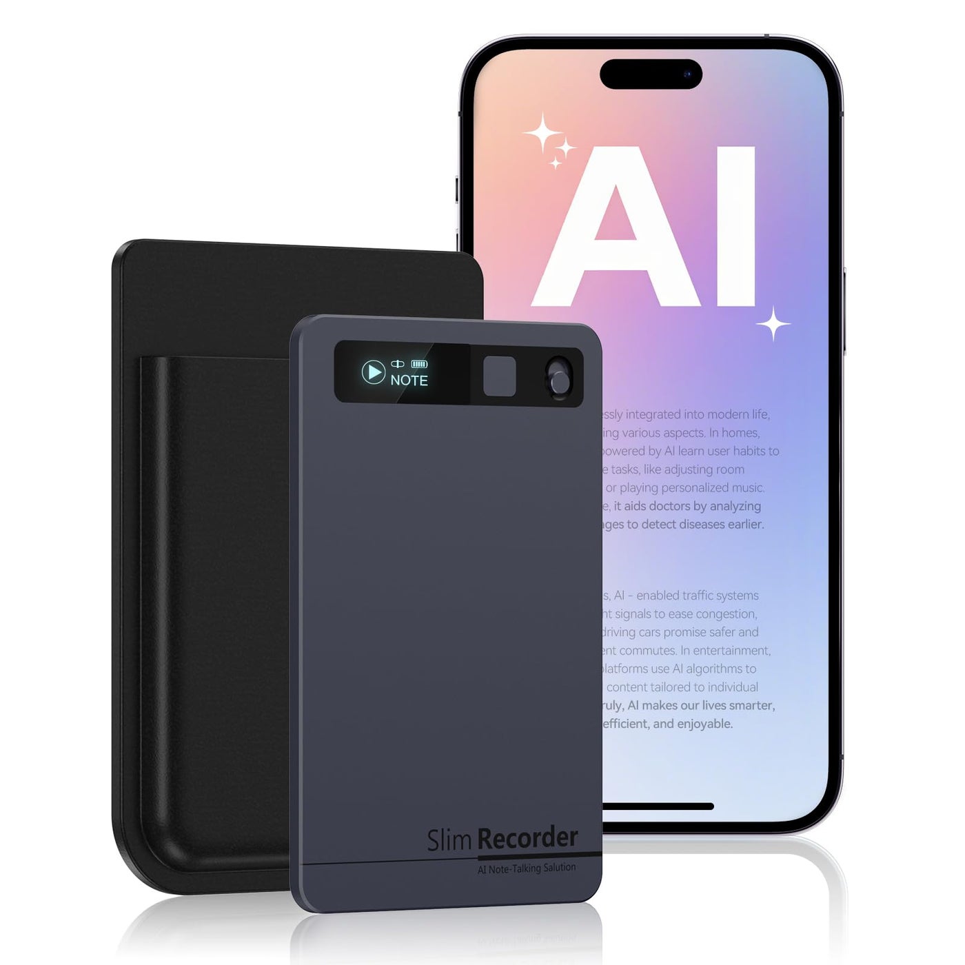 JYUESJKJ AI-Powered Smart Voice Recorder, Instant Transcription for Meetings, Lectures & Interviews with Playback, App Control, Transcribe & Summarize with AI Technology, 152 Languages, 64GB Memory