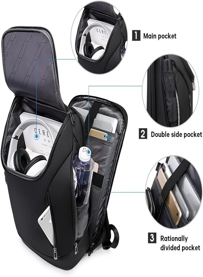 HATCHMATIC Business Backpack 15.6 Inch USB Charging Port Travel Durable Backpack Backpack Waterproof fit Backpack For Office/Schools (Grey) - Image 3