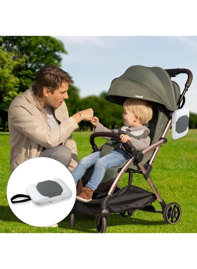 سونسر حامل مناديل مسافر، عبوة من قطعتين، صندوق قابل لإعادة الاستخدام مع موزع معلق، رمادي - Image 5