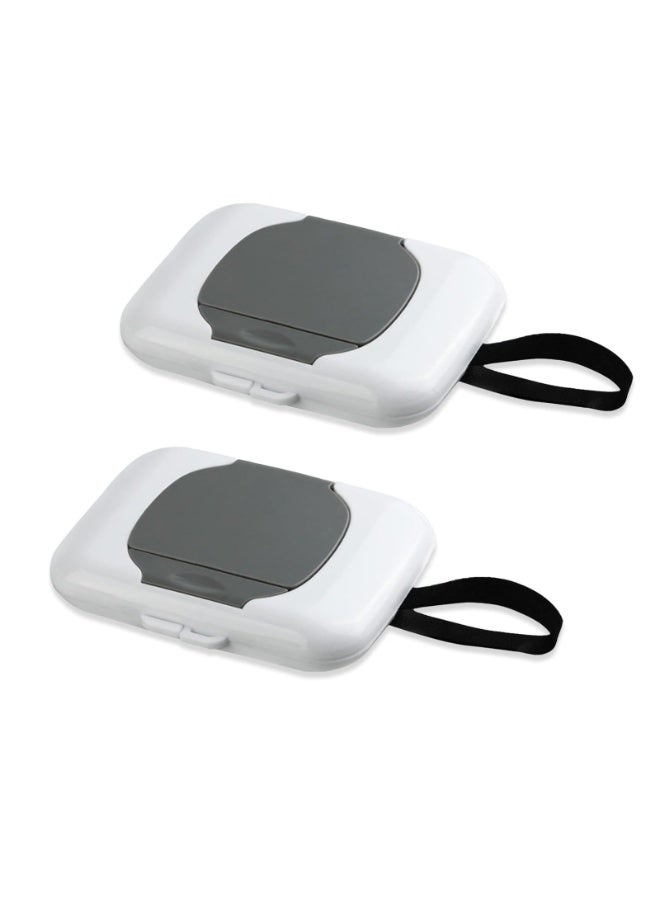 سونسر حامل مناديل مسافر، عبوة من قطعتين، صندوق قابل لإعادة الاستخدام مع موزع معلق، رمادي - Image 1