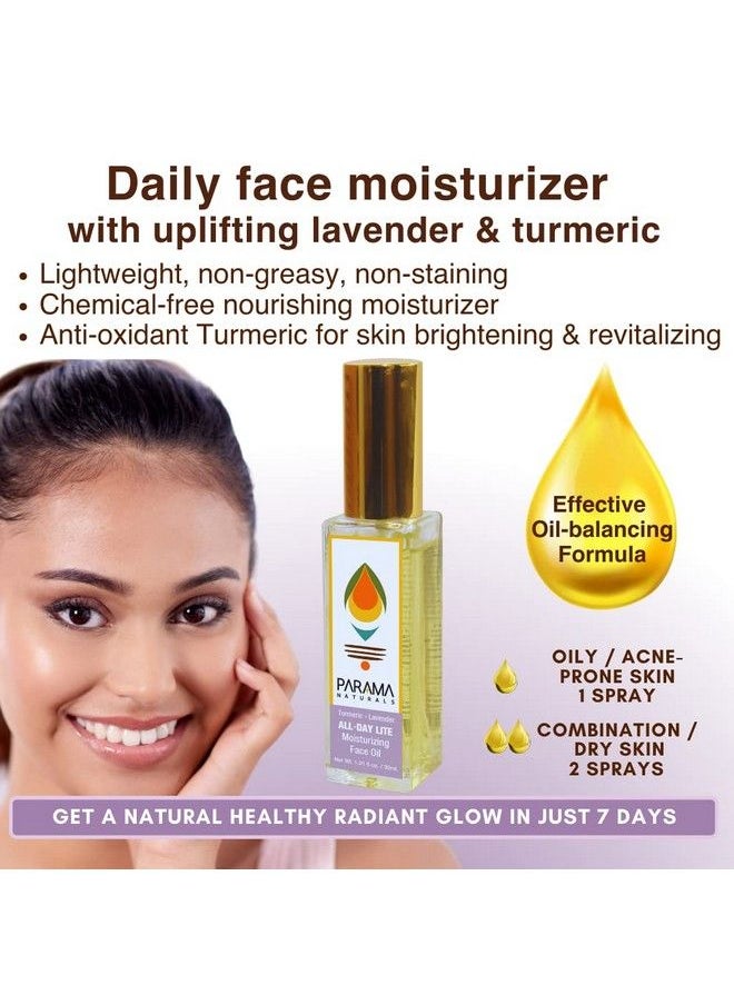 PARAMA NATURALS - Lavenderturmeric All Day Lite Moisturizing Face Oil 30Ml For Skin Brightening & Radiant Glow Antiaging Nongreasy Oil Sensitive & Acneprone Skin. - Image 1