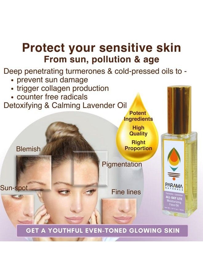 PARAMA NATURALS - Lavenderturmeric All Day Lite Moisturizing Face Oil 30Ml For Skin Brightening & Radiant Glow Antiaging Nongreasy Oil Sensitive & Acneprone Skin. - Image 1