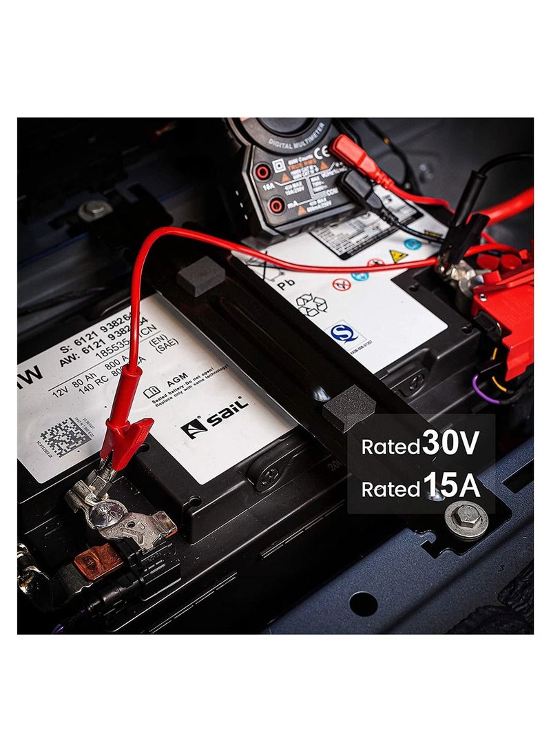 SYOSI 2 Piece Alligator Clips Electrical Test Lead Set, 15A Jumper Heavy Duty with Protected Copper Clips, High Quality Silicone Cable for Electrical Testing 39 Inch - Image 2