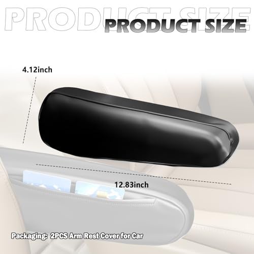 Figpade 2PCS Car Armrest Cover,Leather Arm Rest Cover for Car with Side Pockets for Avoiding Scratches and Scuffs,Upgraded Cars Arm Rest Covers Pad as Cars Storage for Most Vehicles - Image 2