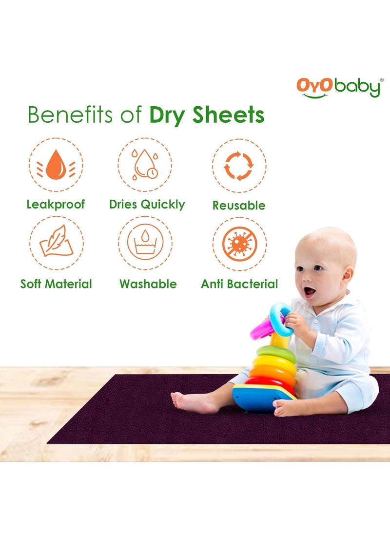OYO BABY OYO BABY Dry Sheet, Anti-Piling Fleece, Extra Absorbant & Quick Dry Sheet for Baby & Adult, Mattress Proector Waterproof Bed Sheet, Baby/Adult - Single Bed - (72" X 36") - Plum  - Image 2