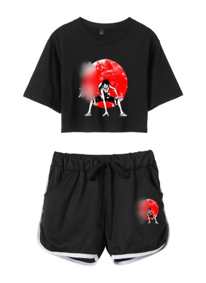 KUYING New One Piece Casual Loose Short Sleeved Shorts Set  - Image 1