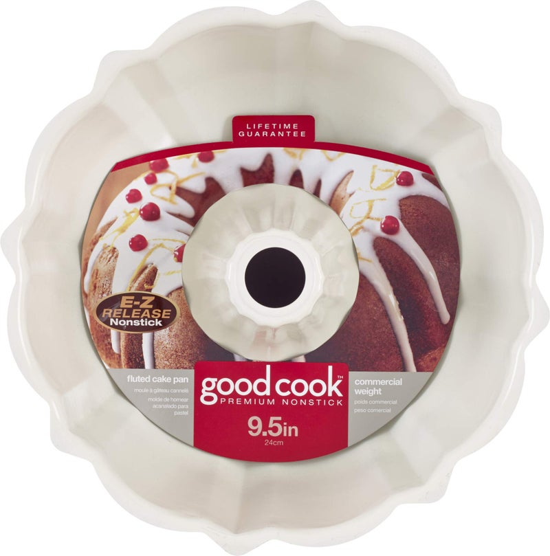 GoodCook Everyday Nonstick Steel Fluted Tube Pan  95 White and Red