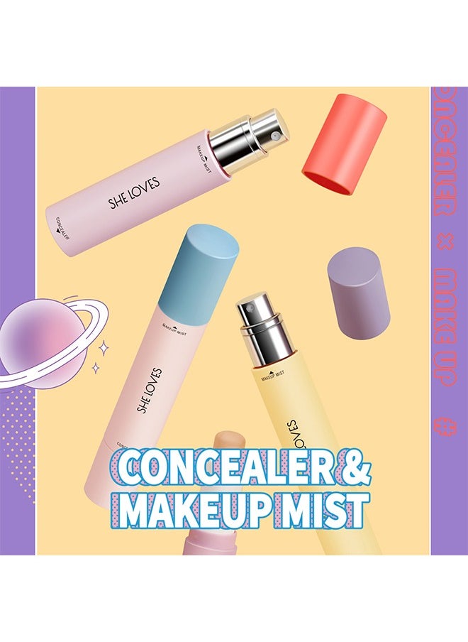 Sheloves - Concealer & Makeup Mist-Beauty Concealer Makeup Mist Stick 2in1(3.8g*6ml), Brightening skin and lasting makeup 03# Wheat Color - Image 1